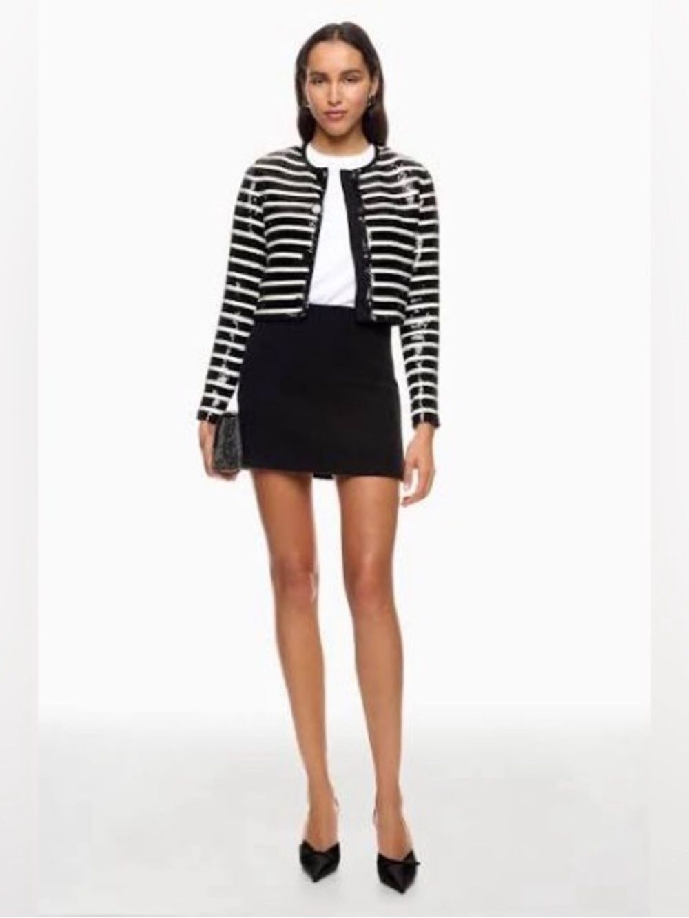 VERONICA BEARD (NWT $798.00) MICKEY Jacket Black White Sequin Striped